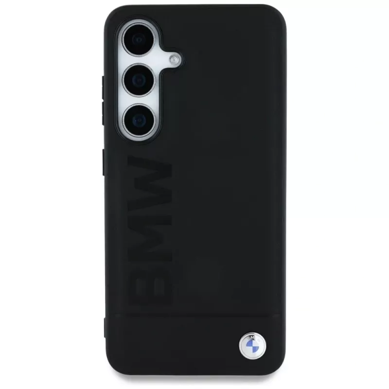 BMW Leder Big Wordmark Cover per Samsung Galaxy S25 nero