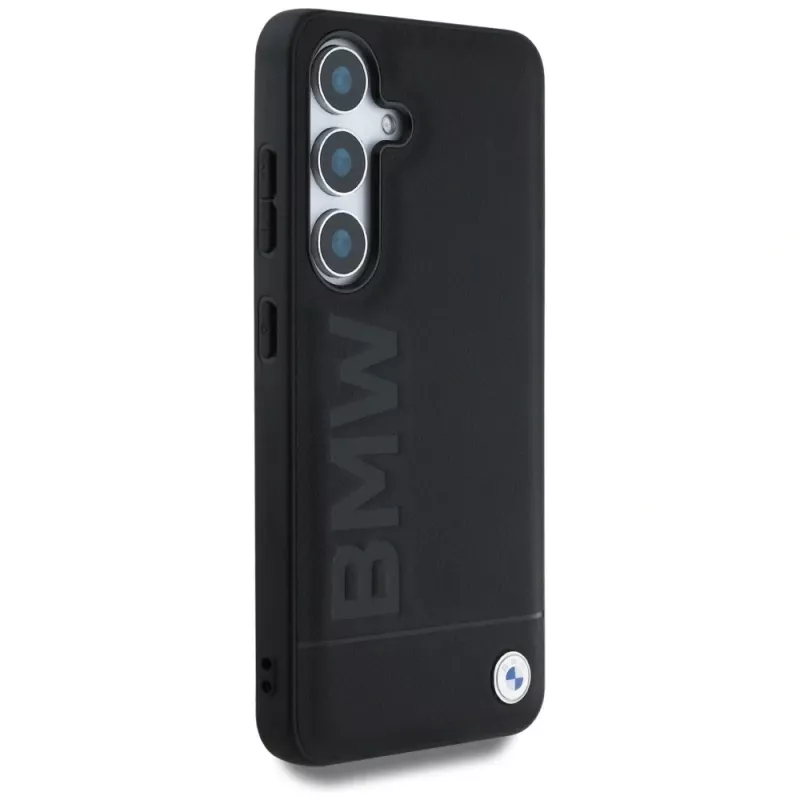 BMW Leder Big Wordmark Cover per Samsung Galaxy S25 nero