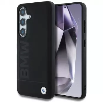 BMW Leather Big Wordmark Cover per Samsung Galaxy S25+ nero