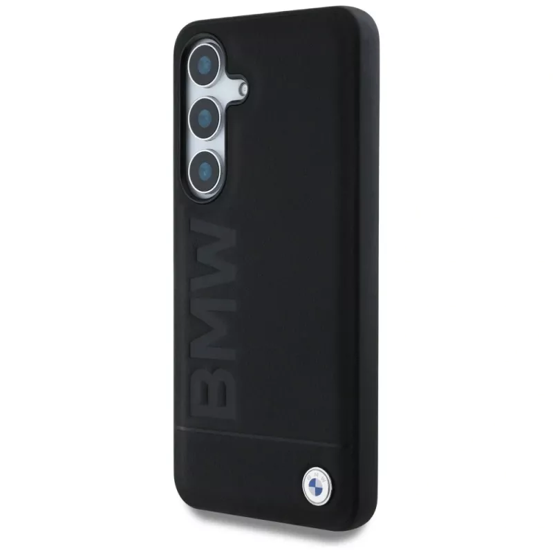 BMW Leather Big Wordmark Cover per Samsung Galaxy S25+ nero