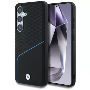 Custodia BMW MagSafe in pelle TEXTURED e liscia per Samsung Galaxy S25 nero