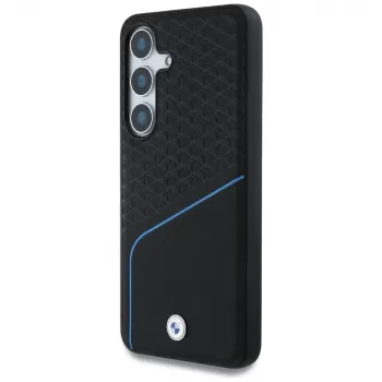 Custodia BMW MagSafe in pelle TEXTURED e liscia per Samsung Galaxy S25 nero