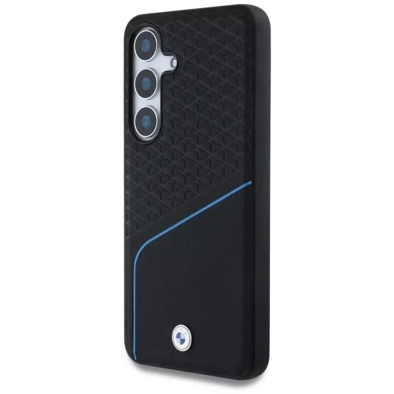 Custodia BMW MagSafe in pelle TEXTURED e liscia per Samsung Galaxy S25 nero