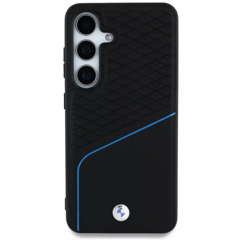 Custodia BMW MagSafe in pelle TEXTURED e liscia per Samsung Galaxy S25 nero