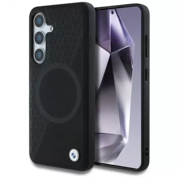 BMW Leder-Halbtextur MagSafe Cover per Samsung Galaxy S25 nero