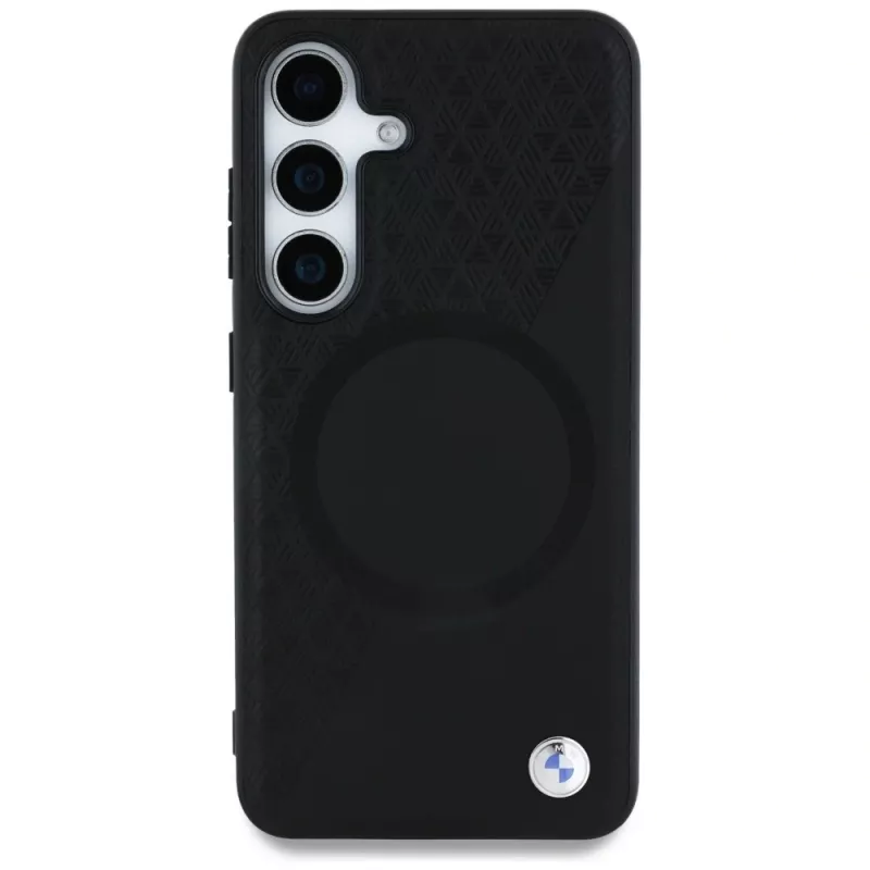BMW Leder-Halbtextur MagSafe Cover per Samsung Galaxy S25 nero