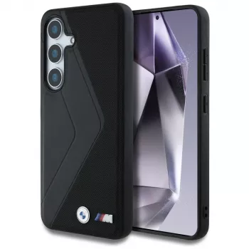 BMW Leather Oversized Stripes MagSafe Cover per Samsung Galaxy S25 nero