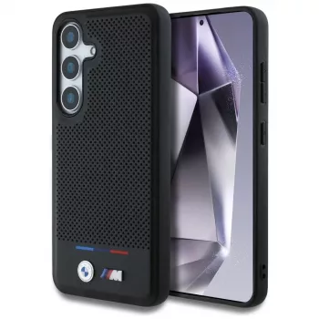 BMW Leder-Tricolor-Streifen MagSafe Cover per Samsung Galaxy S25 nero