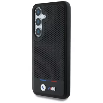 BMW Leder-Tricolor-Streifen MagSafe Cover per Samsung Galaxy S25 nero