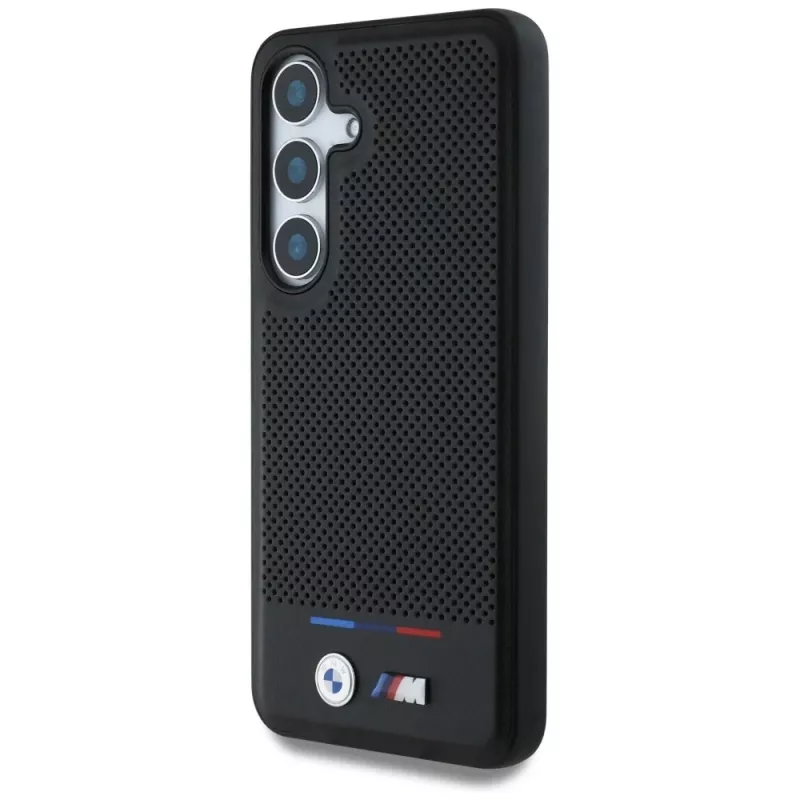 BMW Leder-Tricolor-Streifen MagSafe Cover per Samsung Galaxy S25 nero