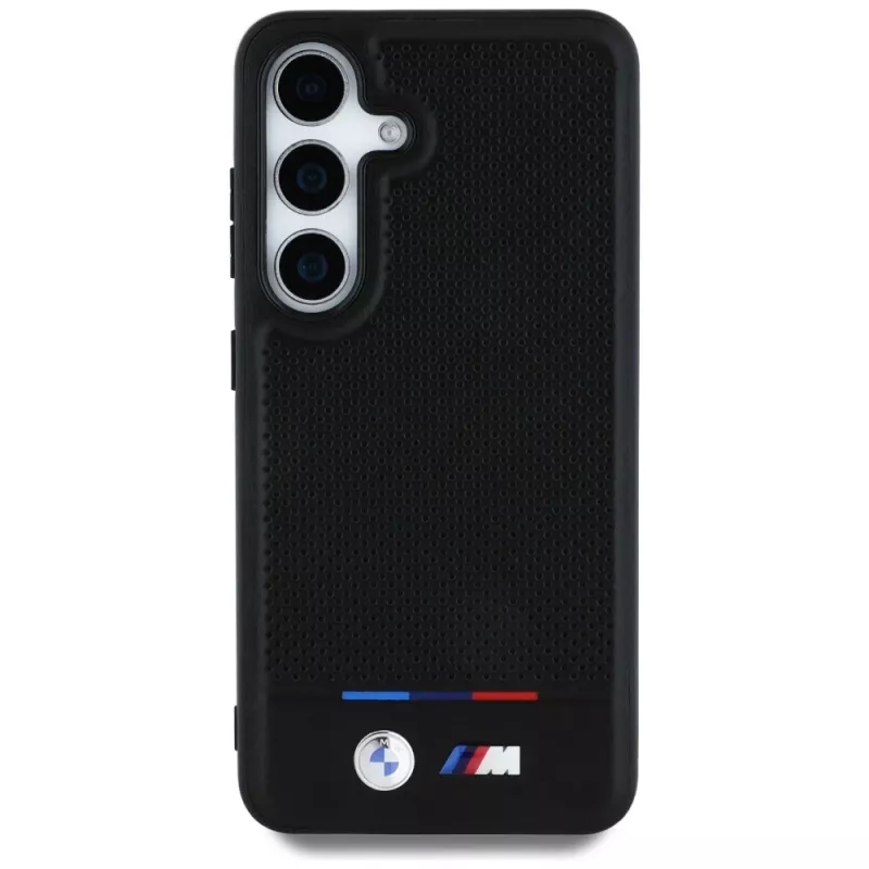 BMW Leder-Tricolor-Streifen MagSafe Cover per Samsung Galaxy S25 nero