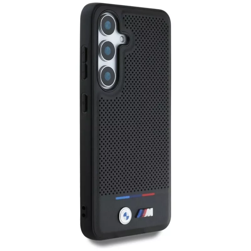 BMW Leder-Tricolor-Streifen MagSafe Cover per Samsung Galaxy S25 nero