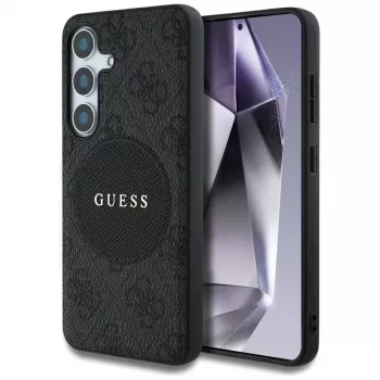 Guess 4G Round Patch Classic Logo Cover MagSafe per Samsung Galaxy S25+ (nero)