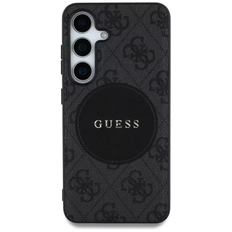 Guess 4G Round Patch Classic Logo Cover MagSafe per Samsung Galaxy S25+ (nero)