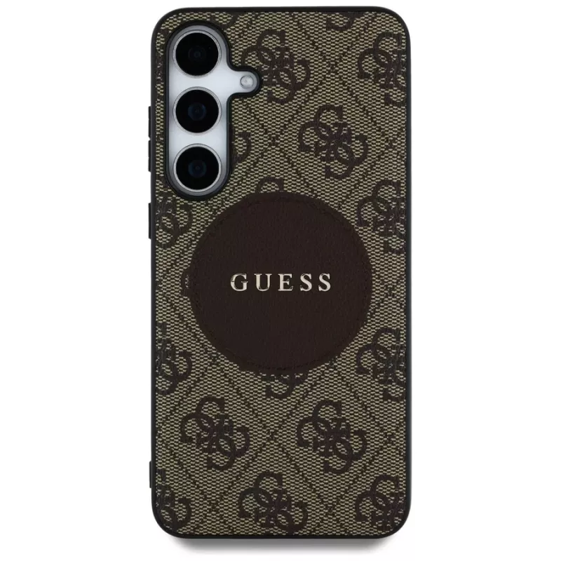 Guess 4G Round Patch Classic Logo Cover MagSafe per Samsung Galaxy S25+ (marrone)