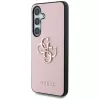 Guess Grained Big 4G Logo Small Classic Logo Cover posteriore per Samsung Galaxy S25 Rosa