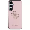 Guess Grained Big 4G Logo Small Classic Logo Cover posteriore per Samsung Galaxy S25 Rosa