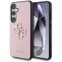 Guess Grained Big 4G Logo Small Classic Logo Cover posteriore per Samsung Galaxy S25 Plus, Rosa