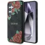 Guess Leather 4G Flowers Print Metal Classic Logo Cover MagSafe per Samsung Galaxy S25, nero