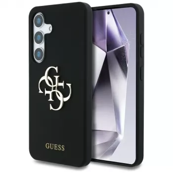 Guess Silicone Big 4G Logo Bottom Script Cover per Samsung Galaxy S25, nero