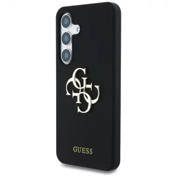 Guess Silicone Big 4G Logo Bottom Script Cover per Samsung Galaxy S25, nero