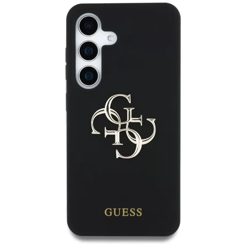 Guess Silicone Big 4G Logo Bottom Script Cover per Samsung Galaxy S25, nero