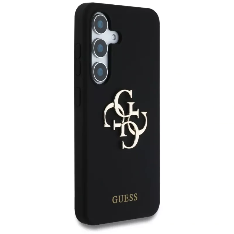 Guess Silicone Big 4G Logo Bottom Script Cover per Samsung Galaxy S25, nero