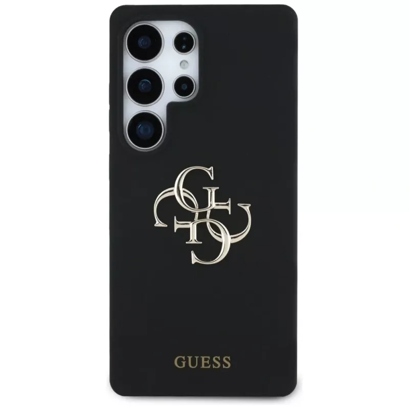 Guess Silicone Big 4G Logo Bottom Script Cover per Samsung Galaxy S25 Ultra - nero