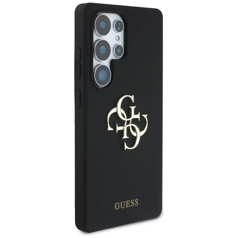 Guess Silicone Big 4G Logo Bottom Script Cover per Samsung Galaxy S25 Ultra - nero