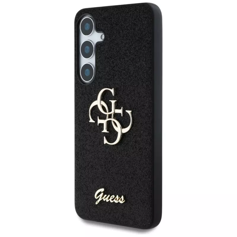 Guess Fixed Glitter Big 4G Metal Logo Cover per Samsung Galaxy S25 (nero)