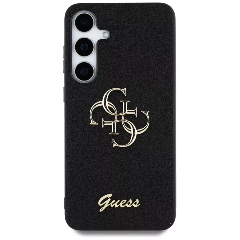 Guess Fixed Glitter Big 4G Metal Logo Cover per Samsung Galaxy S25 (nero)
