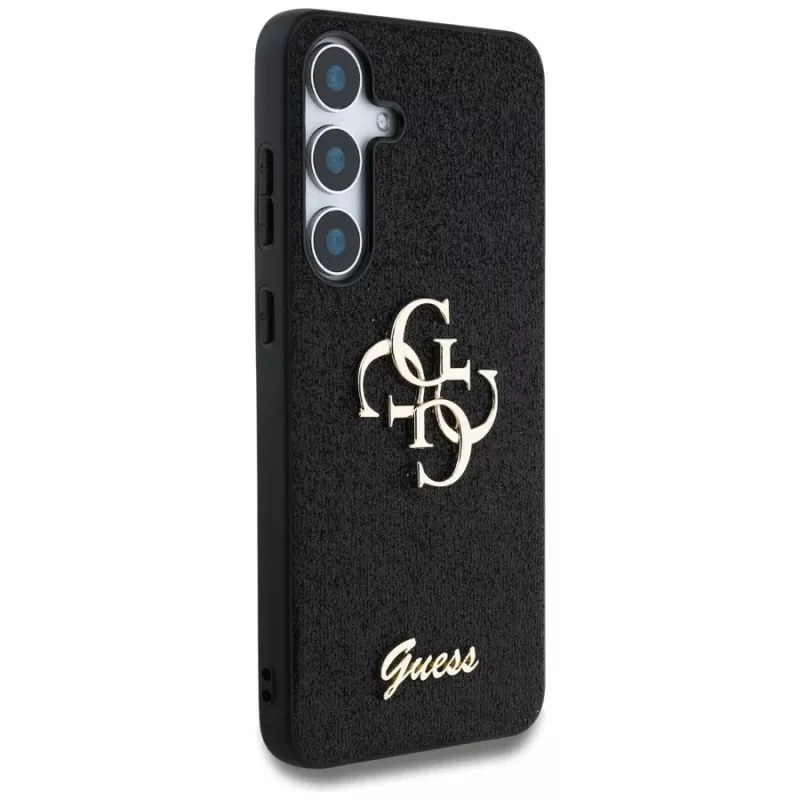 Guess Fixed Glitter Big 4G Metal Logo Cover per Samsung Galaxy S25 (nero)