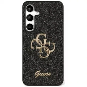 Guess Fixed Glitter Big 4G Metal Logo Cover per Samsung Galaxy S25+ (nero)