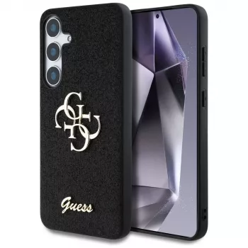 Guess Fixed Glitter Big 4G Metal Logo Cover per Samsung Galaxy S25+ (nero)