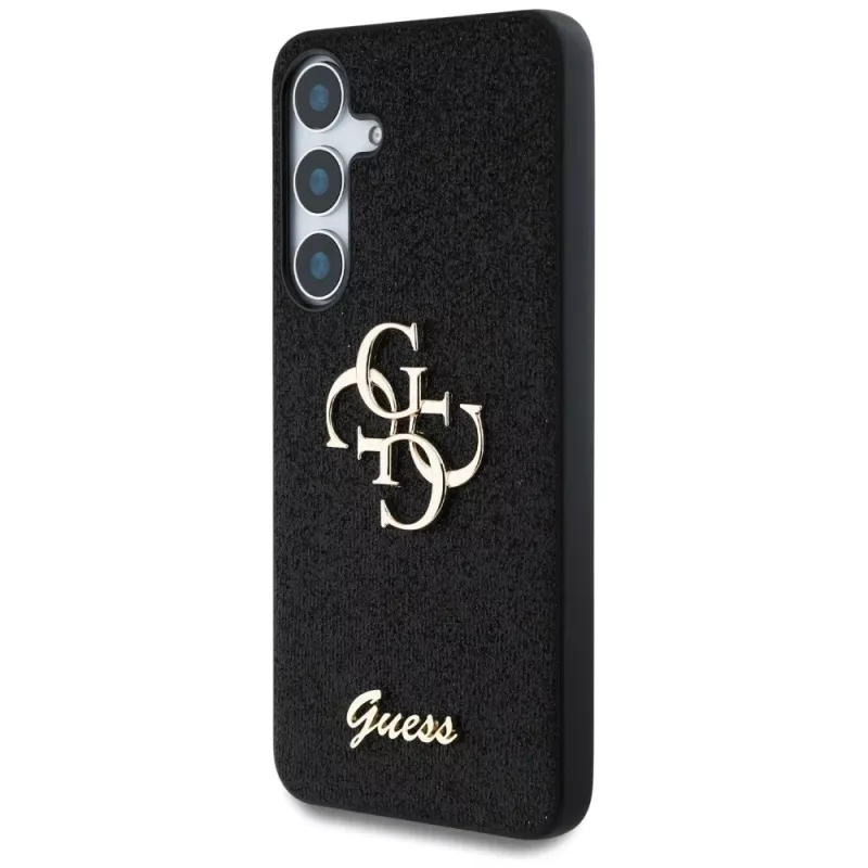 Guess Fixed Glitter Big 4G Metal Logo Cover per Samsung Galaxy S25+ (nero)