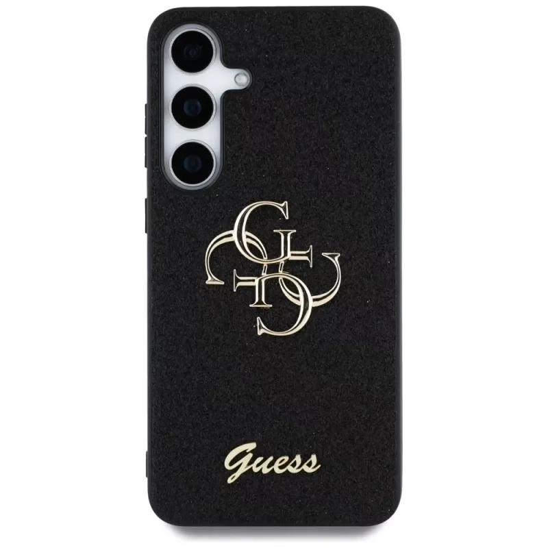 Guess Fixed Glitter Big 4G Metal Logo Cover per Samsung Galaxy S25+ (nero)