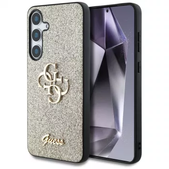 Guess Fixed Glitter Big 4G Metal Logo Cover posteriore per Samsung Galaxy S25 - Oro