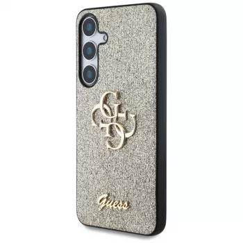 Guess Fixed Glitter Big 4G Metal Logo Cover posteriore per Samsung Galaxy S25 - Oro