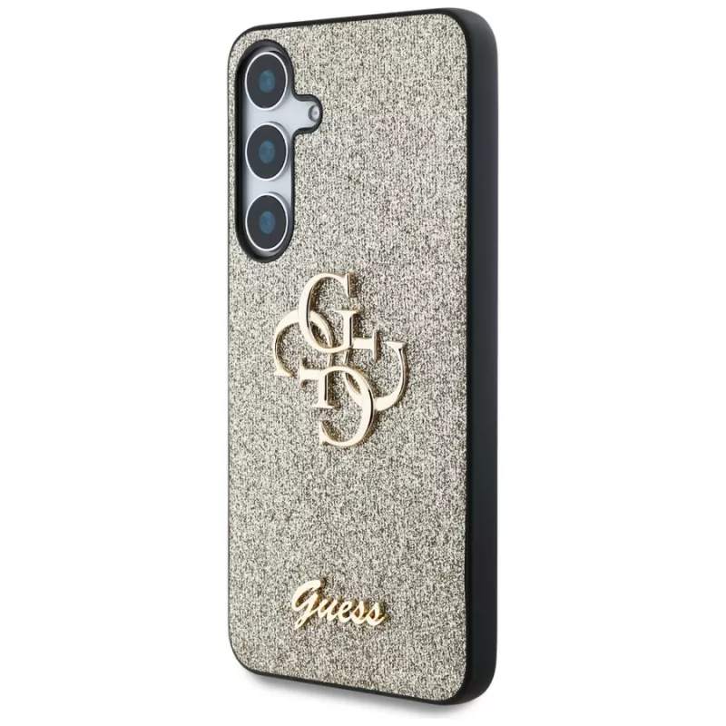Guess Fixed Glitter Big 4G Metal Logo Cover posteriore per Samsung Galaxy S25 - Oro