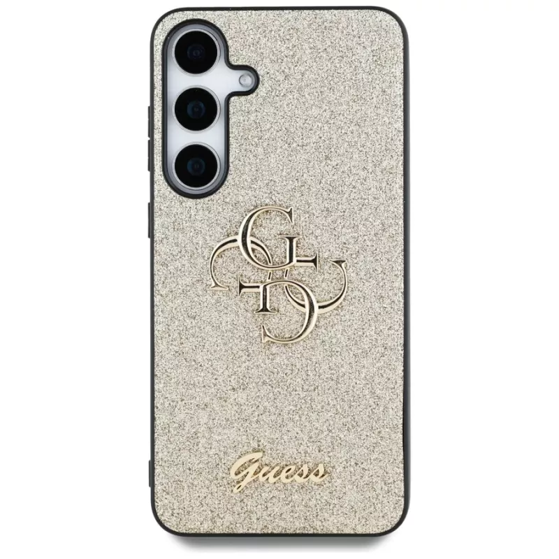 Guess Fixed Glitter Big 4G Metal Logo Cover posteriore per Samsung Galaxy S25 - Oro