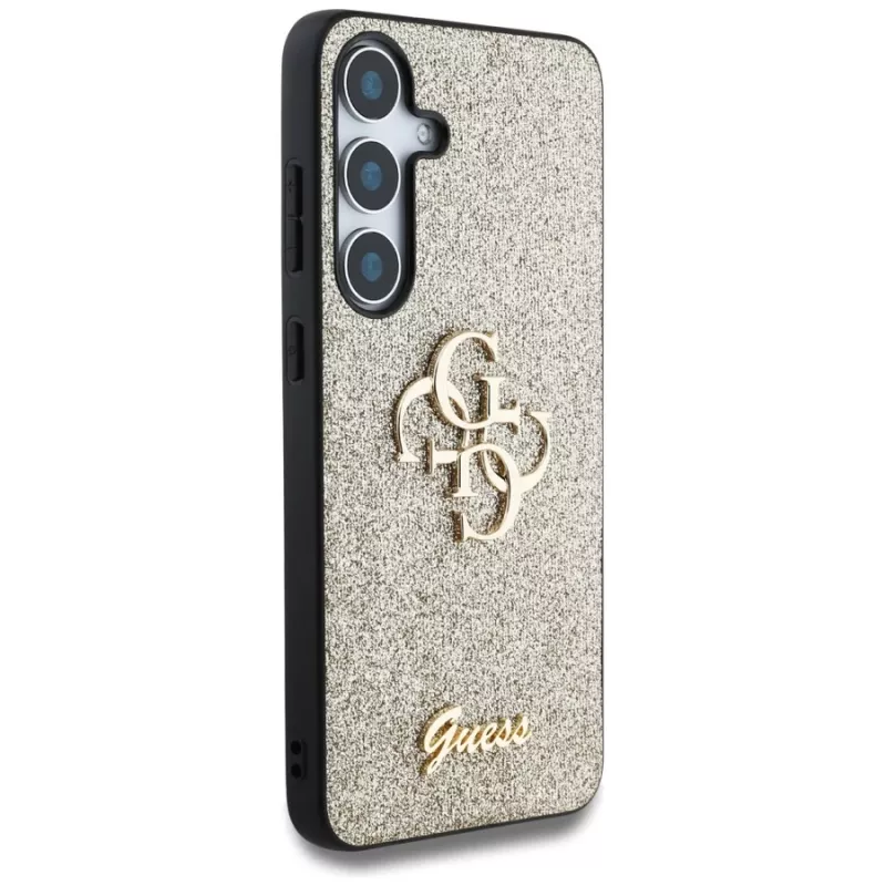 Guess Fixed Glitter Big 4G Metal Logo Cover posteriore per Samsung Galaxy S25 - Oro