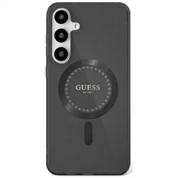 Guess Rhinestones Printed Classic Logo Cover MagSafe per Samsung Galaxy S25 (nero)