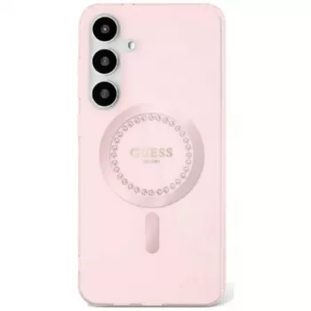 Guess Rhinestones Printed Classic Logo Cover MagSafe per Samsung Galaxy S25 (rosa)