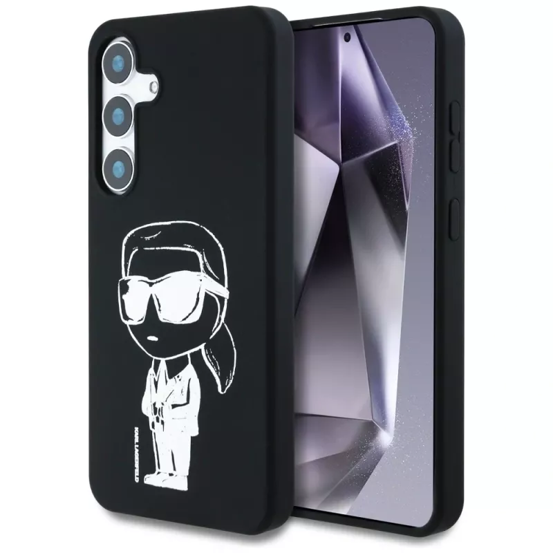 Karl Lagerfeld Silicone Graffiti Ikonik Printed Logo Cover MagSafe per Samsung Galaxy S25 nero
