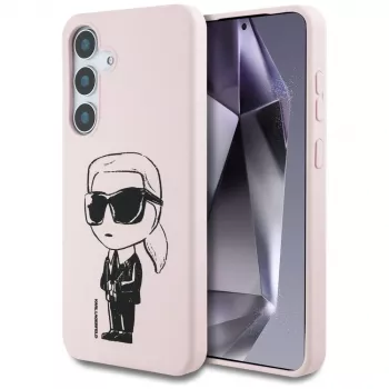 KARL LAGERFELD Silicone Graffiti Ikonik Printed Logo Cover MagSafe per Samsung Galaxy S25 - rosa
