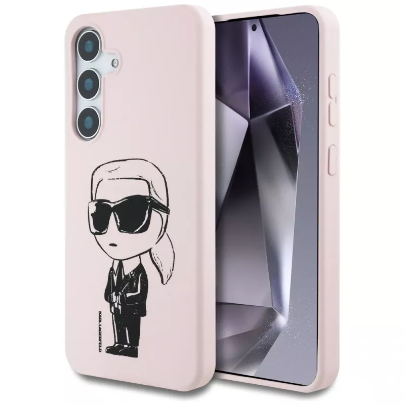 KARL LAGERFELD Silicone Graffiti Ikonik Printed Logo Cover MagSafe per Samsung Galaxy S25 - rosa