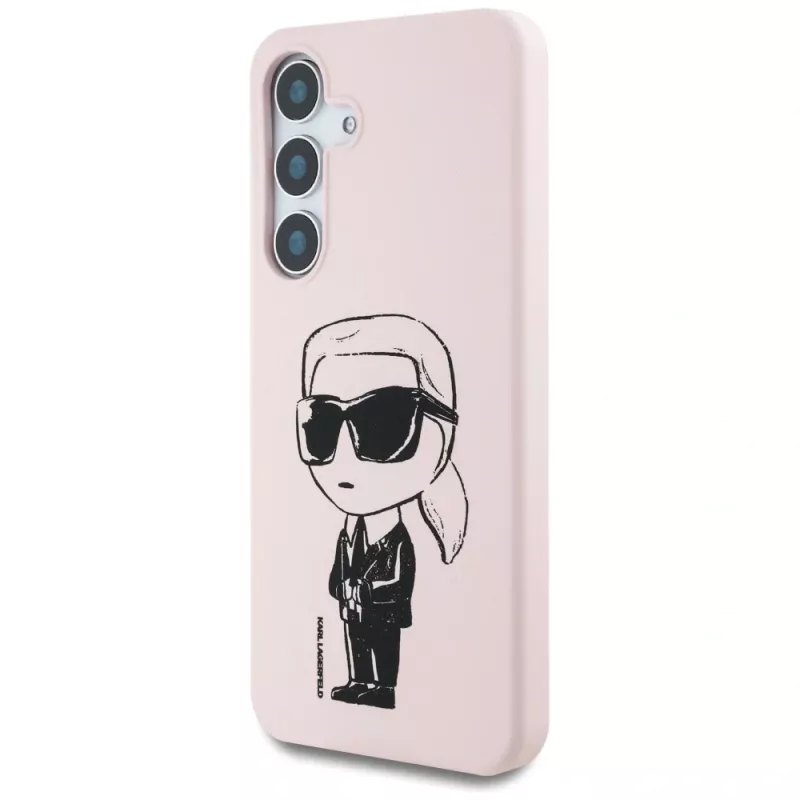 KARL LAGERFELD Silicone Graffiti Ikonik Printed Logo Cover MagSafe per Samsung Galaxy S25 - rosa