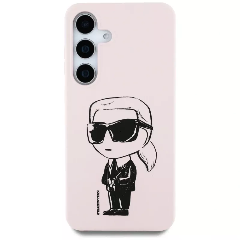 KARL LAGERFELD Silicone Graffiti Ikonik Printed Logo Cover MagSafe per Samsung Galaxy S25 - rosa