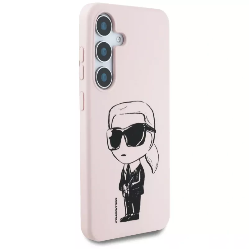 KARL LAGERFELD Silicone Graffiti Ikonik Printed Logo Cover MagSafe per Samsung Galaxy S25 - rosa