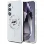 Karl Lagerfeld Button Choupette Head Printed Logo Cover MagSafe per Samsung Galaxy S25 bianco